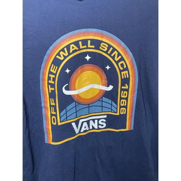 Vans Spaced Printed Hoodie Sweatshirt Mens Medium Navy Blue Space Logo Graphic - Picture 5 of 8